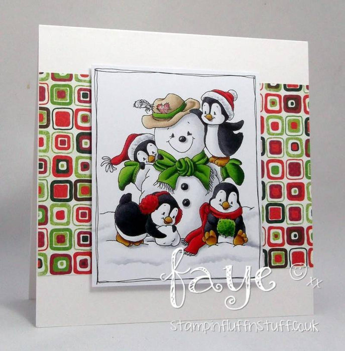 Penguins Build a Snowman - Digital Stamp - Whimsy Stamps