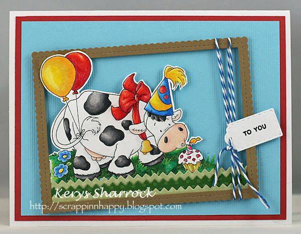 Birthday Cow -Digital Stamp - Whimsy Stamps