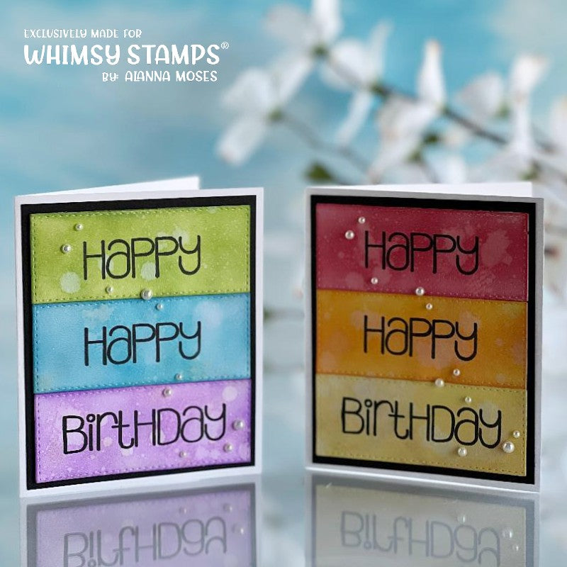 **NEW Sentiment Tiles - Happy Birthday Clear Stamps - Whimsy Stamps