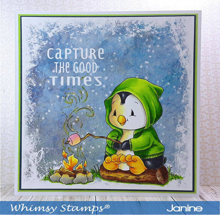 Penguin Campfire - Digital Stamp - Whimsy Stamps