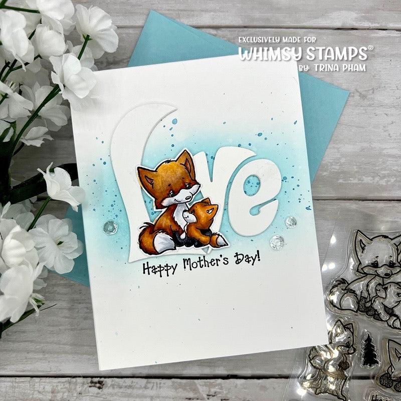 **NEW Fox Family Clear Stamps - Whimsy Stamps