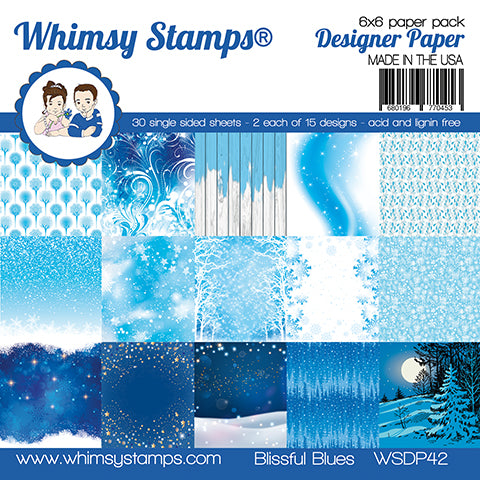 **NEW 6x6 Paper Pack - Blissful Blues - Whimsy Stamps