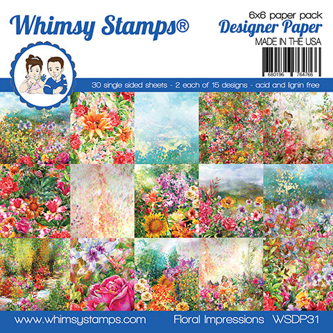 **NEW 6x6 Paper Pack - Floral Impressions - Whimsy Stamps