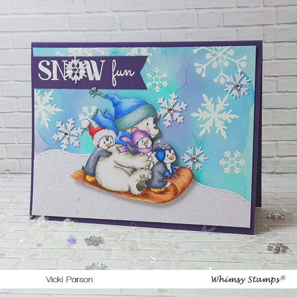 Penguin Snow Fun - Digital Stamp - Whimsy Stamps