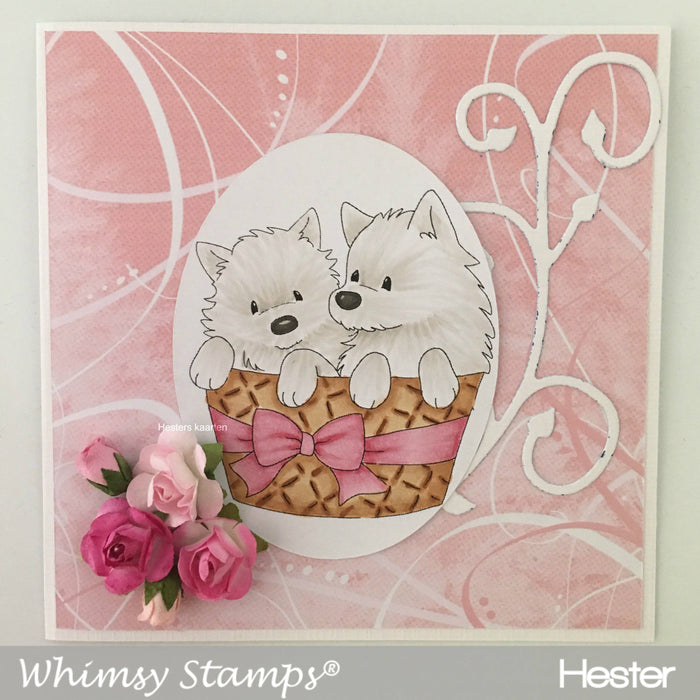 Pups in a Basket - Digital Stamp - Whimsy Stamps