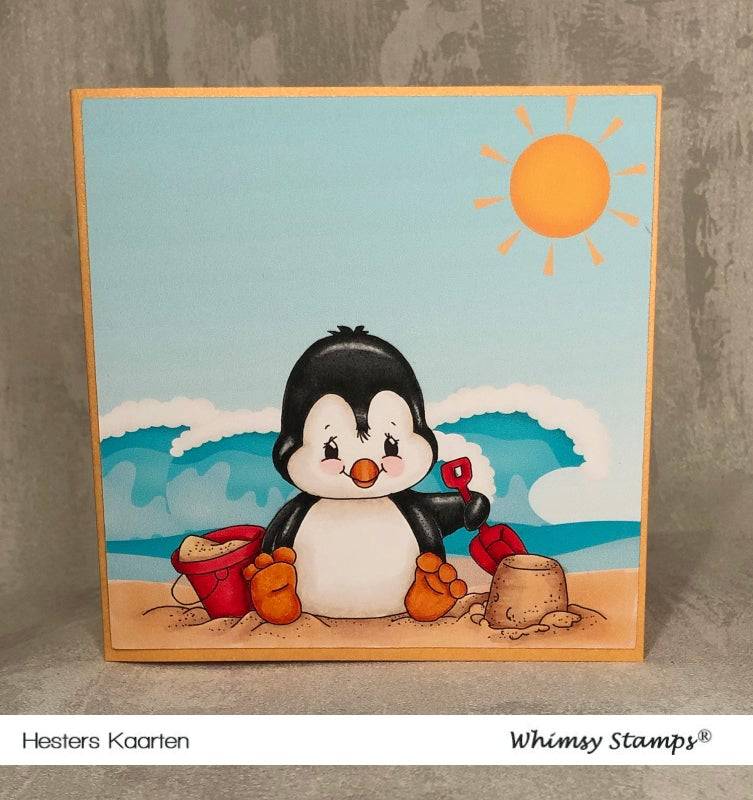 Penguin Beach - Digital Stamp - Whimsy Stamps