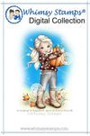 A Girl and Her Pumpkin - Digital Stamp - Whimsy Stamps