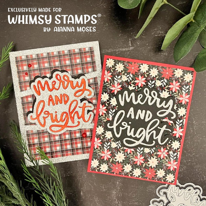 **NEW Merry and Bright Word and Shadow Die Set - Whimsy Stamps