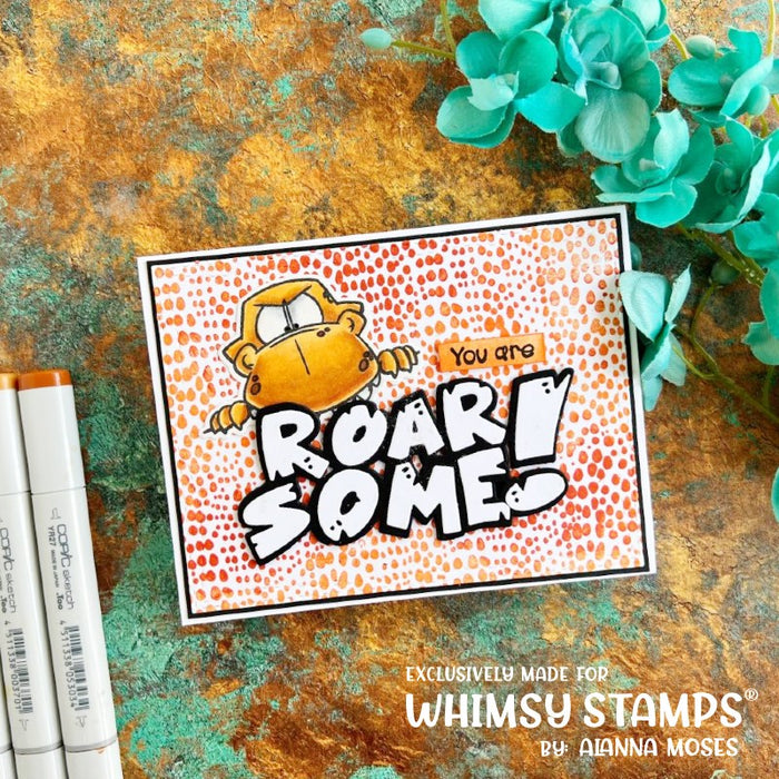 **NEW Roarsome Skin Background Rubber Cling Stamp - Whimsy Stamps