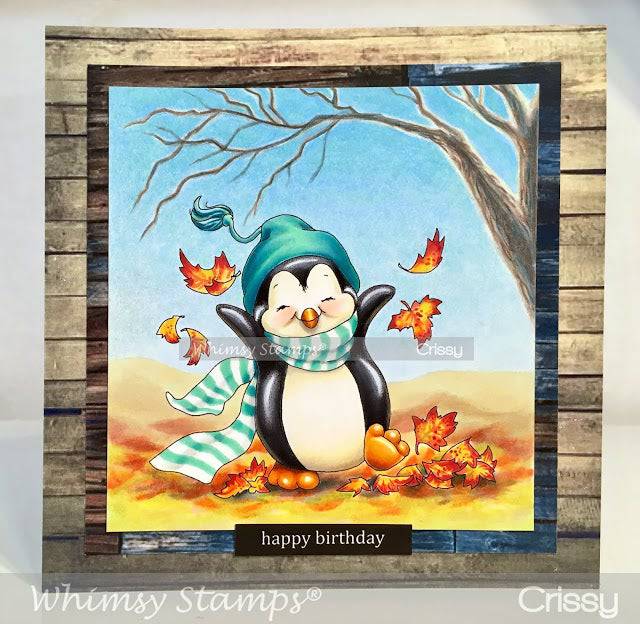 Penguin Fun in Fall - Digital Stamp - Whimsy Stamps