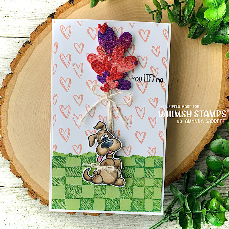 Checkerboard Doodles Background Rubber Cling Stamp - Whimsy Stamps