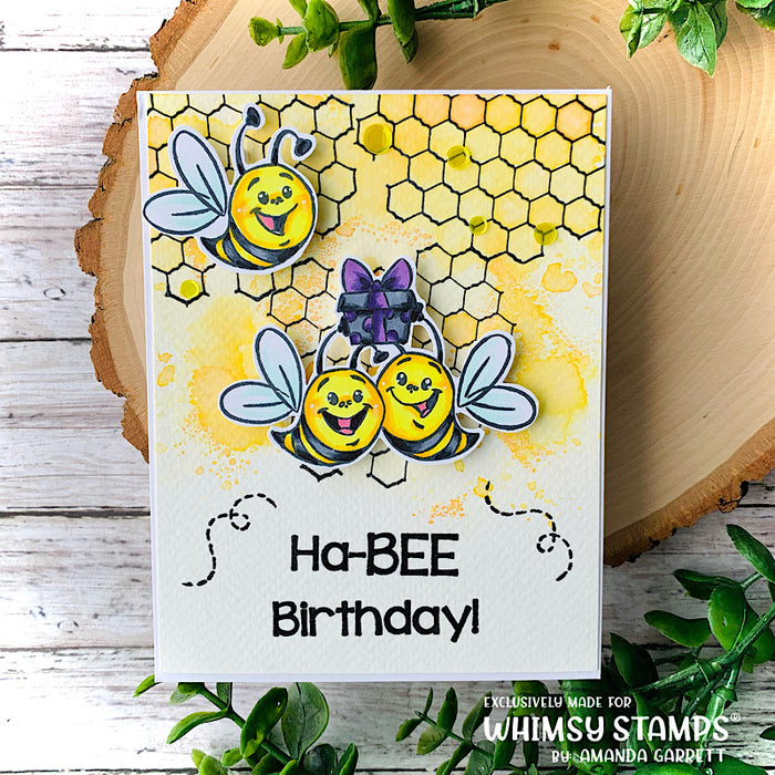 Hap-Bee Birthday Clear Stamps - Whimsy Stamps