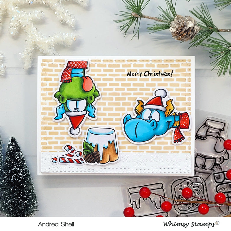 **NEW Dragon Holiday Peekers Clear Stamps - Whimsy Stamps