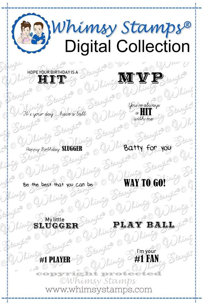 Baseball Sentiments - Digital Sentiments - Whimsy Stamps