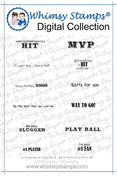 Baseball Sentiments - Digital Sentiments - Whimsy Stamps