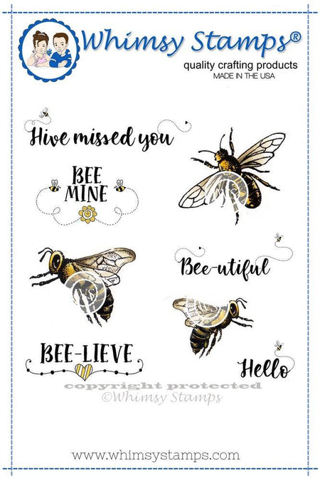 Bee-utiful Bees Rubber Cling Stamp - Whimsy Stamps