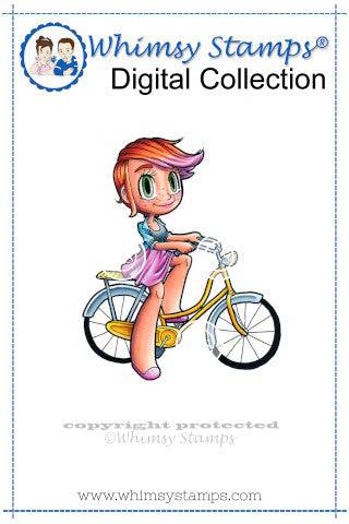 Bicycle Kaylee - Digital Stamp - Whimsy Stamps