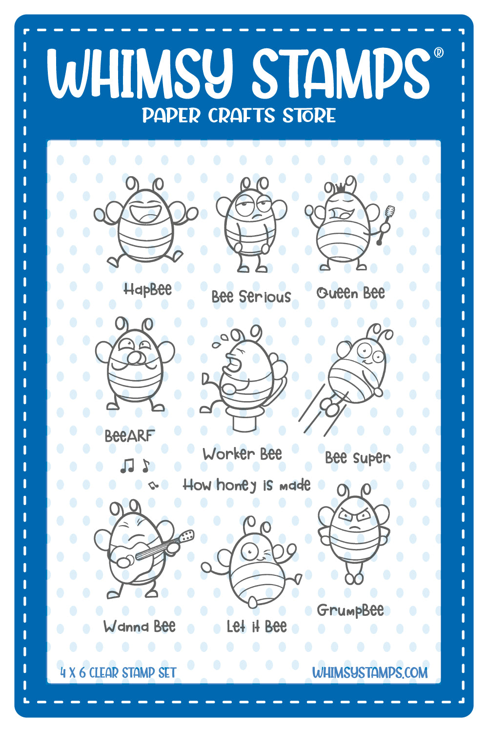 **NEW Bizzy Bees 2 Clear Stamps - Whimsy Stamps