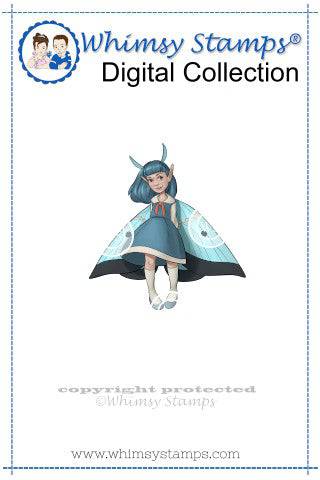 Blue Moth - Digital Stamp - Whimsy Stamps