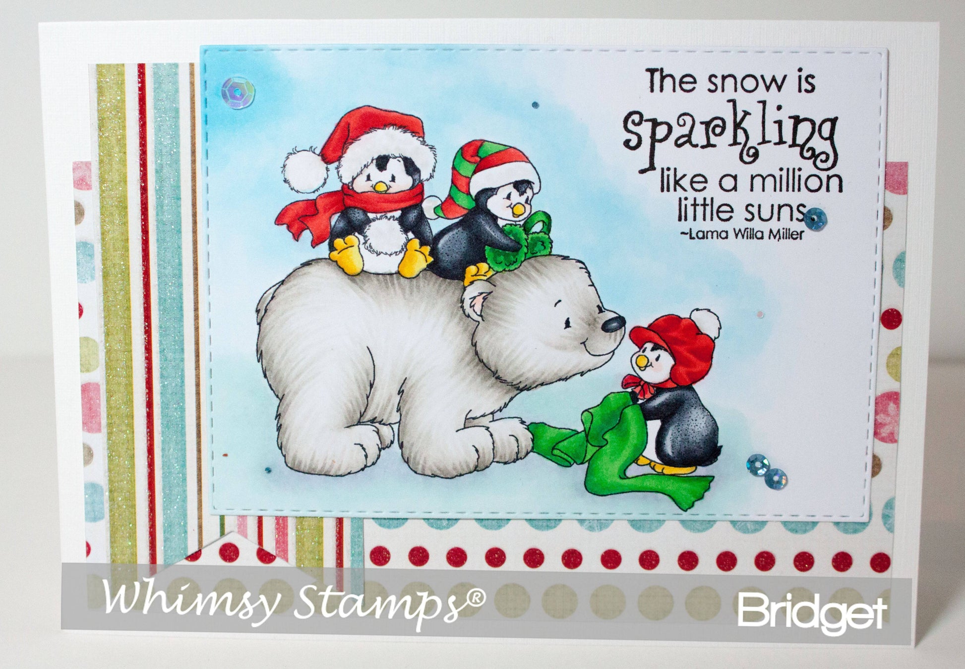 Penguin Warm Winter Wishes - Digital Stamp - Whimsy Stamps