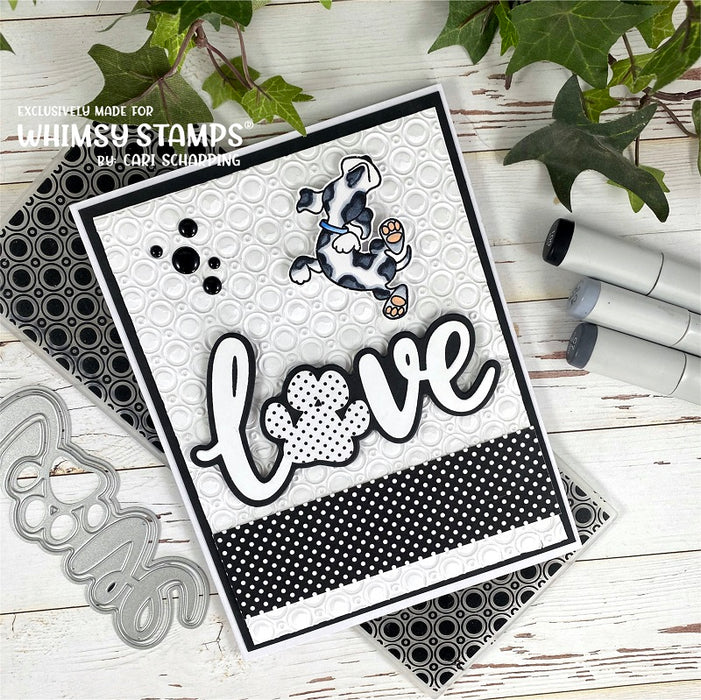 **NEW Love Paw Word and Shadow Die Set - Whimsy Stamps