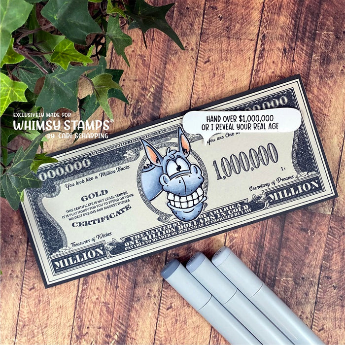 **NEW A Million Dollars Rubber Cling Stamp and Die Combo - Whimsy Stamps