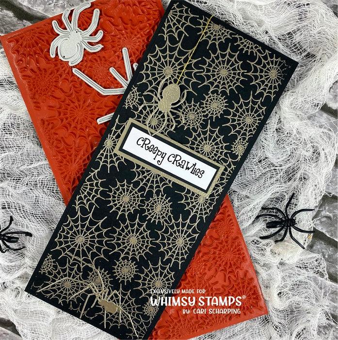 **NEW Slimline Spider Webs Background Rubber Cling Stamp - Whimsy Stamps