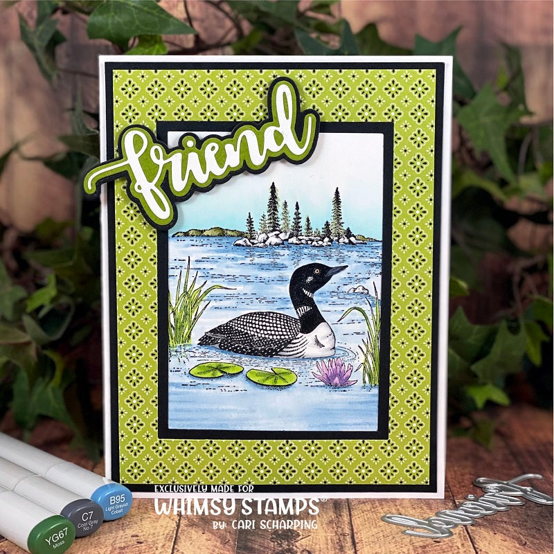 **NEW Loon Scene Rubber Cling Stamp - Whimsy Stamps