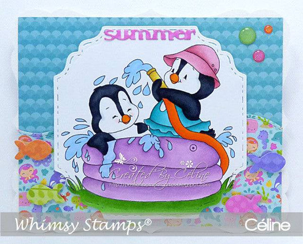 Penguins Pool Party - Digital Stamp - Whimsy Stamps