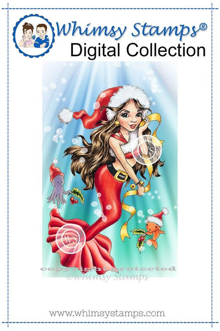 Christmas Mermaid - Digital Stamp - Whimsy Stamps