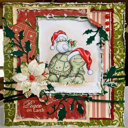 Christmas Turtle & Dove - Digital Stamp - Whimsy Stamps