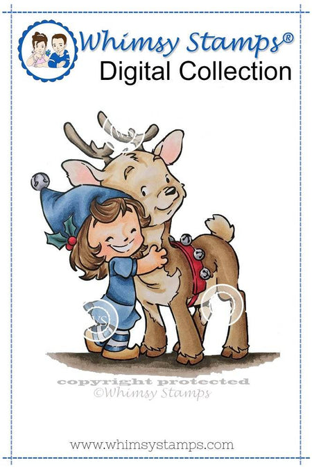 Cinnamon and Reindeer - Digital Stamp - Whimsy Stamps