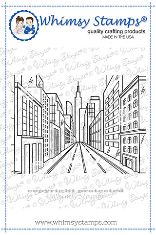 **NEW City Street Background Rubber Cling Stamp - Whimsy Stamps