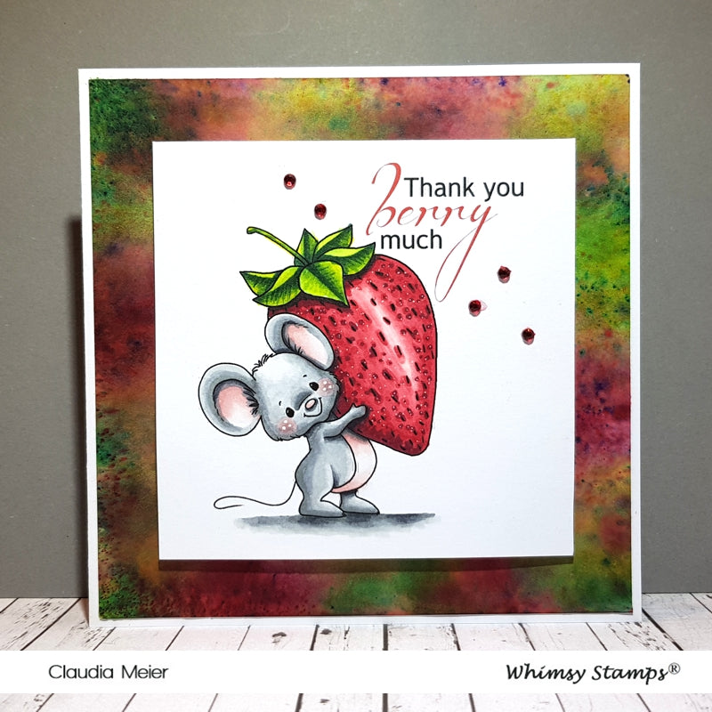 Strawberry Mouse - Digital Stamp - Whimsy Stamps