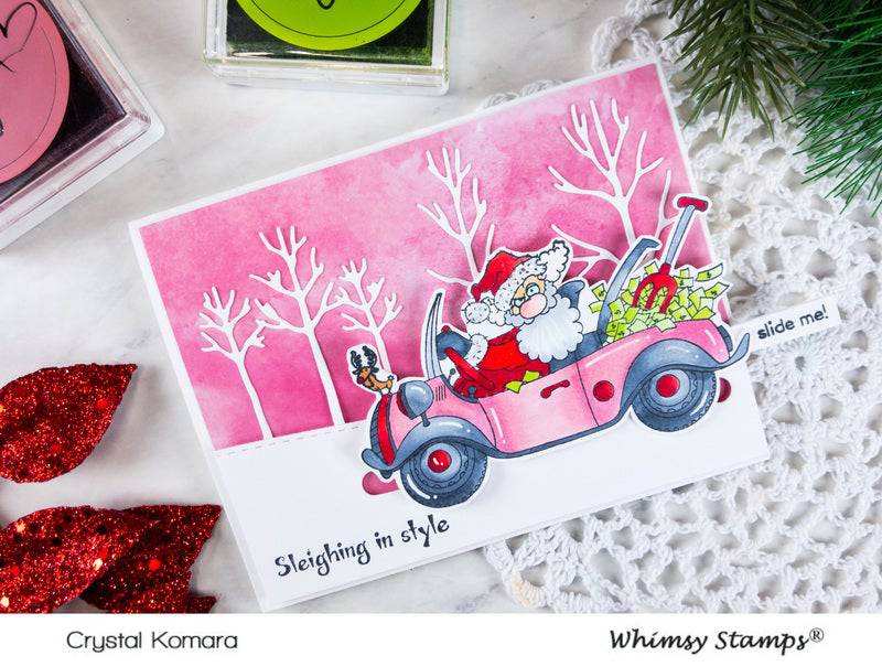 Greedy Santa Rubber Cling Stamp - Whimsy Stamps