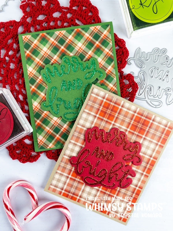 Merry and Bright Word and Shadow Die Set - Whimsy Stamps