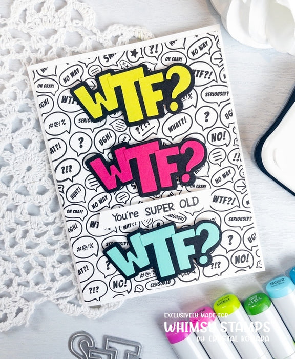 WTF?! Background Rubber Cling Stamp - Whimsy Stamps