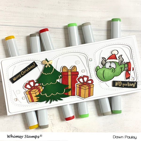 **NEW Dragon Holiday Peekers Clear Stamps - Whimsy Stamps