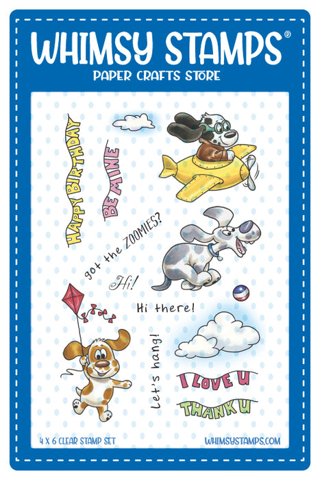 *NEW Doggie Flight Clear Stamps - Whimsy Stamps