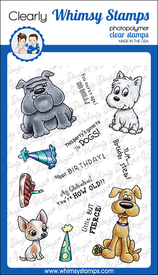 **NEW Doggie Birthday Party 2 Clear Stamps - Whimsy Stamps