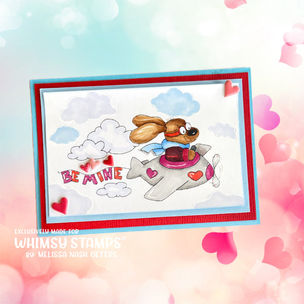 Doggie Skywriter Valentine - Digital Stamp - Whimsy Stamps