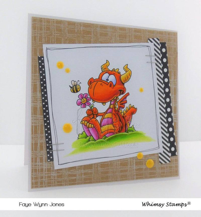 Dorky Dragon Rubber Cling Stamp - Whimsy Stamps
