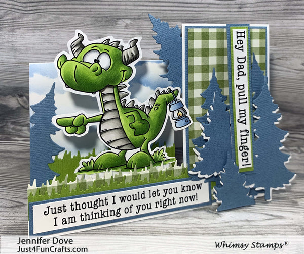 Dragon Pull My Finger Rubber Cling Stamp - Whimsy Stamps