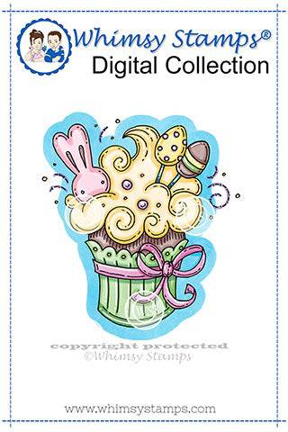Easter Bunny Cupcake - Digital Stamp - Whimsy Stamps