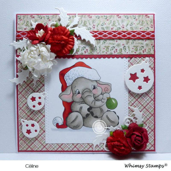 Ellie's Bauble Rubber Cling Stamp - Whimsy Stamps