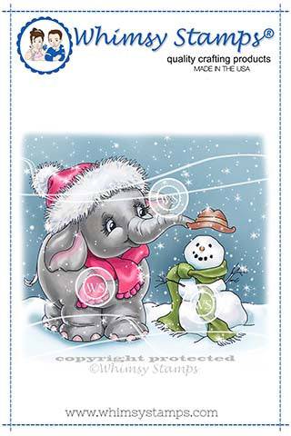 Ellie's Snowman Rubber Cling Stamp - Whimsy Stamps