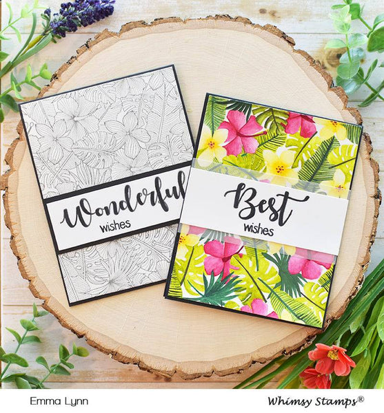 Tropical Floral Background Rubber Cling Stamp - Whimsy Stamps