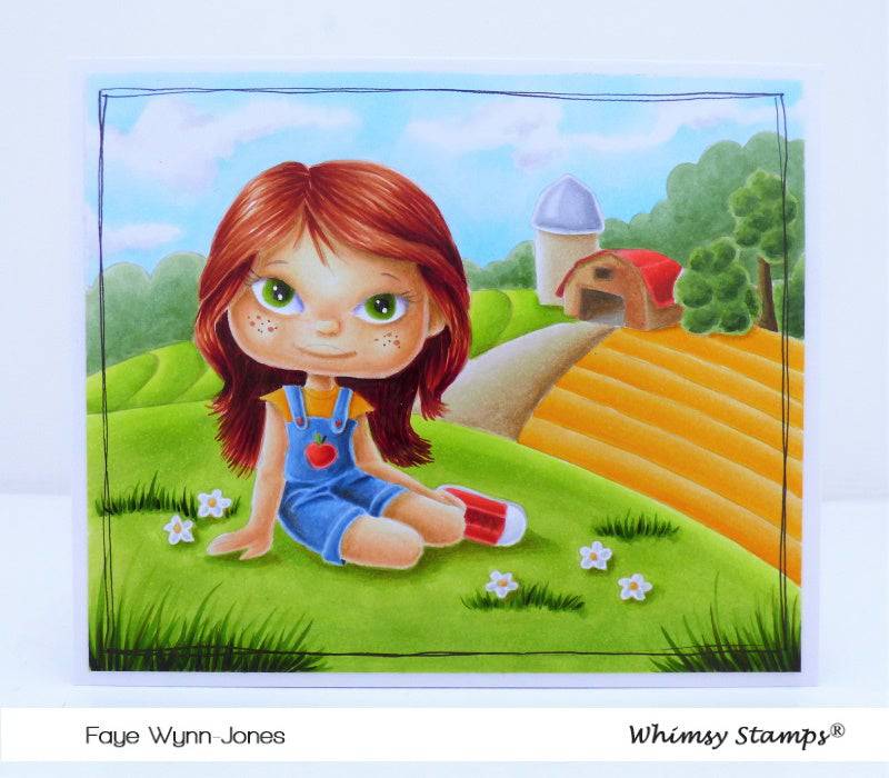 Polka Dot Pals Jayden Farm Break - Coloring Scene Digital Stamp - Whimsy Stamps