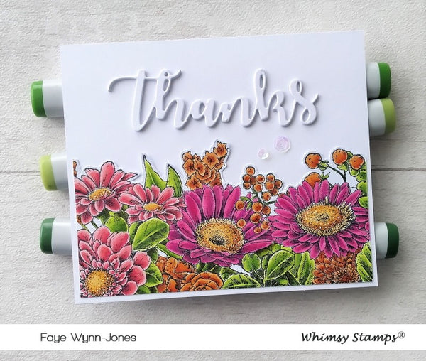 **NEW Gerbera Daisies Background Rubber Cling Stamp and Die Combo - Whimsy Stamps