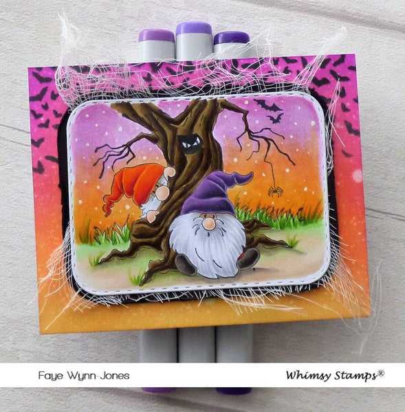 Gnome Haunted Forest Rubber Cling Stamp - Whimsy Stamps